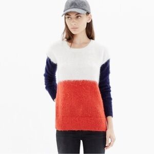 Madewell Crew Neck Oversized Colorblock Wool Blend Sweater - XS